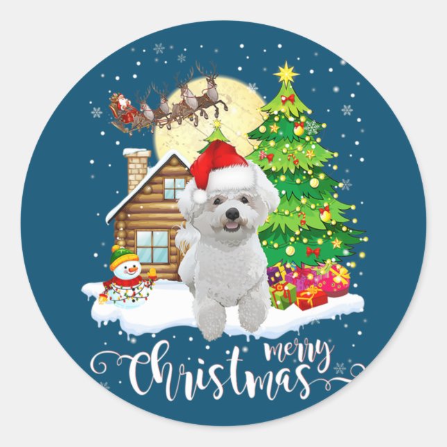 Adesivo Feliz Natal Papais noeis De Fome De Bichon Cute Co (Frente)