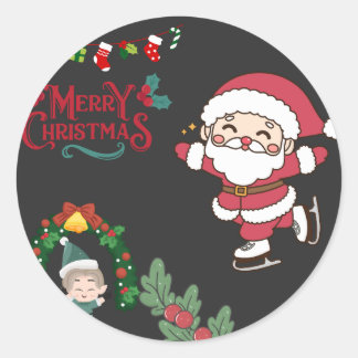 Adesivo Feliz Natal Papais noeis de Skater Crianças Feriad