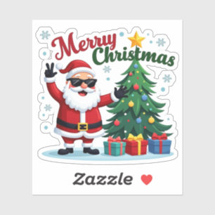 Adesivo Feliz Natal   Papais noeis e Design de árvore
