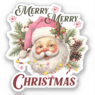 Adesivo Feliz Natal - Papais noeis Rosa