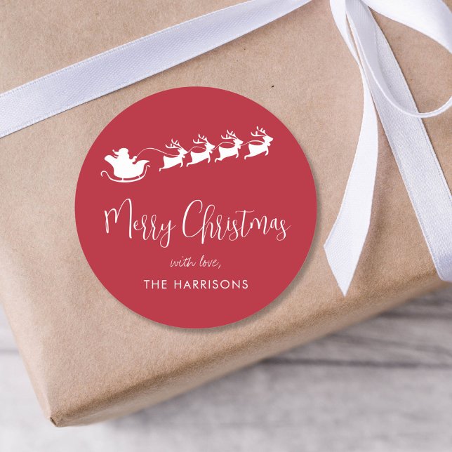 Adesivo Feliz Natal Papais noeis Sleigh Red (Criador carregado)