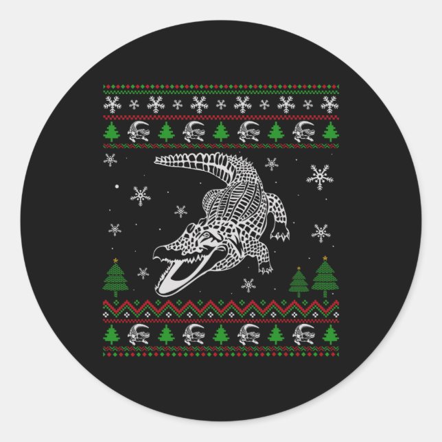 Adesivo Feliz Natal para Alligator Amantes Divertidos Feio (Frente)