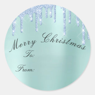 Adesivo Feliz Natal Para Feriados Azul Aqua Tiffany