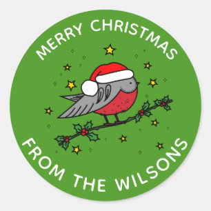 Adesivo Feliz Natal para o Pássaro Vermelho