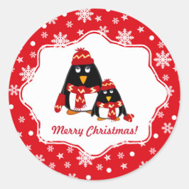 Adesivo Feliz Natal. Pequenos Pinguins Engraçados
