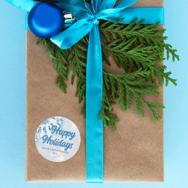 Adesivo Feliz Natal Personalizado Belo Floco de Neve Azul