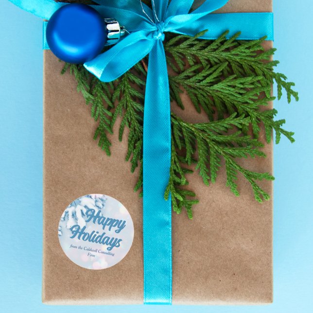 Adesivo Feliz Natal Personalizado Belo Floco de Neve Azul (Criador carregado)