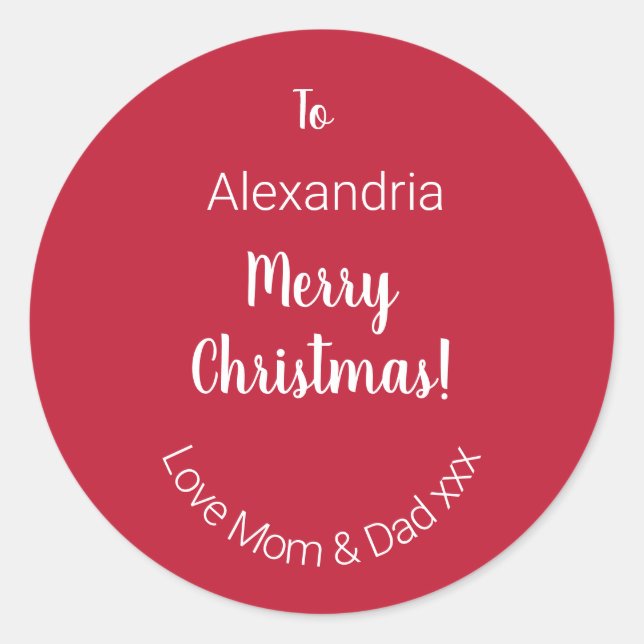 Adesivo Feliz Natal Personalizado Da Mãe E Pai (Frente)