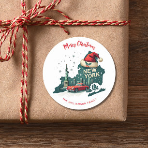 Adesivo Feliz Natal Personalizado Estado de Nova York Fest