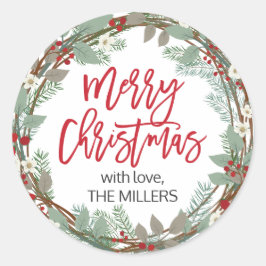 Adesivo Feliz Natal Personalizado Padrões redondos para pr