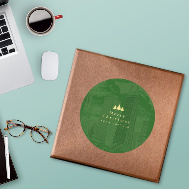 Adesivo Feliz Natal - Personalizado Verde (Merry Christmas Green Custom Classic Round Sticker
)