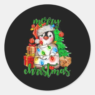 Adesivo Feliz Natal Pinguim Luz Santa Hat Funn