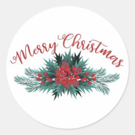 Adesivo Feliz Natal Pinheiro Galho Azevinho Baga Poinsetti