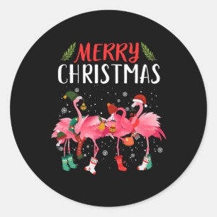 Adesivo Feliz Natal Pink Flamingo Árvore de Natal Xmas
