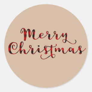 Adesivo Feliz Natal Plaid Vermelho de Búfalo de Férias