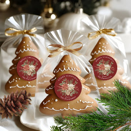 Adesivo Feliz Natal Poinsettia Burgundy