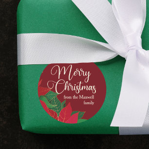 Adesivo Feliz Natal Poinsettia Elegante Red Custom Gift