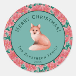 Adesivo Feliz Natal Poinsettia Personalizada Fox
