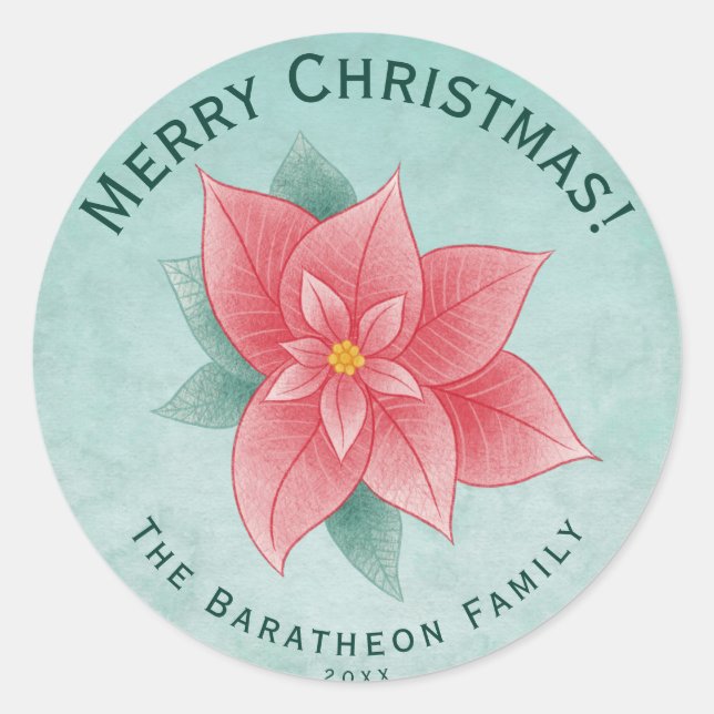 Adesivo Feliz Natal - Poinsettia Verde (Frente)