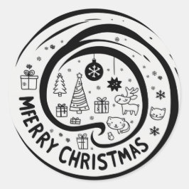 Adesivo Feliz Natal preto e branco