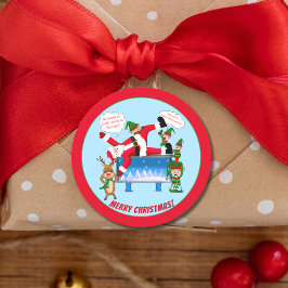 Adesivo Feliz Natal Quiropraxista Papai Noel e Elfos Clien