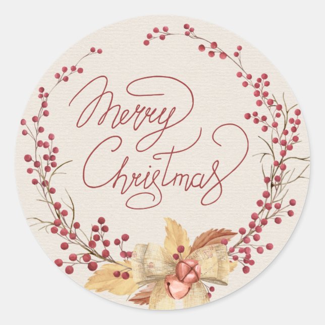 Adesivo Feliz Natal Red Berry Wreath (Frente)