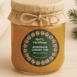 Adesivo Feliz Natal Red & Green Stripes Homemade Presente