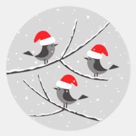 Adesivo Feliz Natal Red Santa Hat Birds