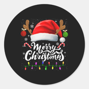 Adesivo Feliz Natal Red Santa Hat Reindeer Família Xmas