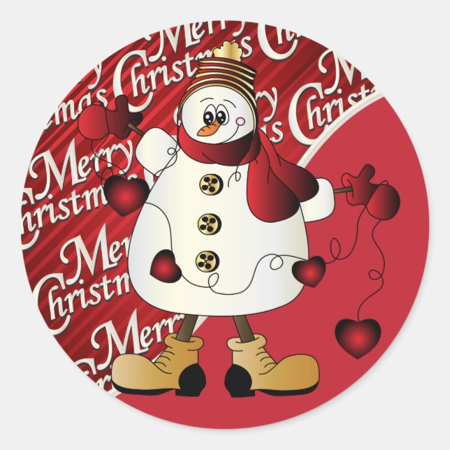 Adesivo Feliz Natal Red Snowman (Frente)
