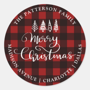 Adesivo Feliz Natal Red Xadrez Patterno Endereço de Devolu