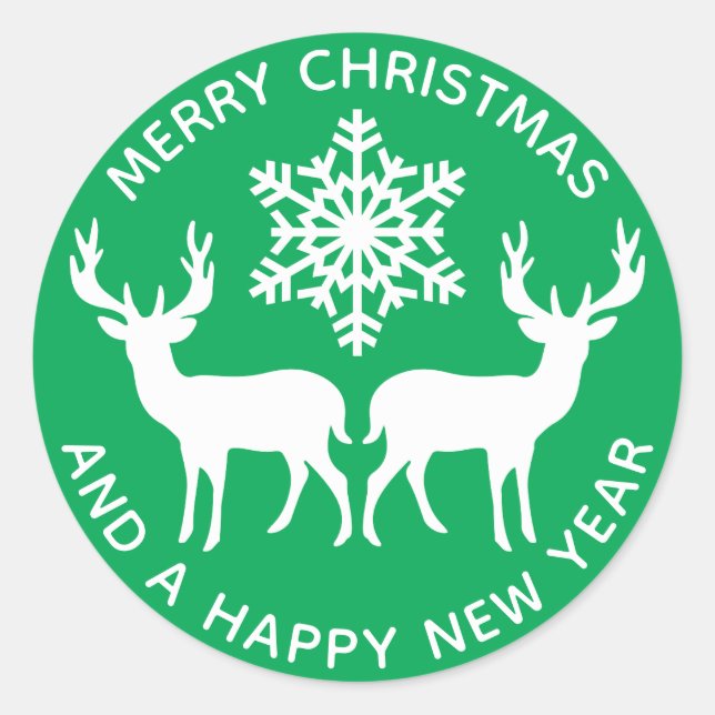 Adesivo Feliz Natal | Reindeer Floco de Neves Feriado (Frente)