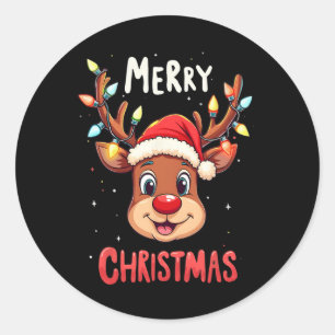 Adesivo Feliz Natal Reindeer Red Papais noeis Homens da Fa