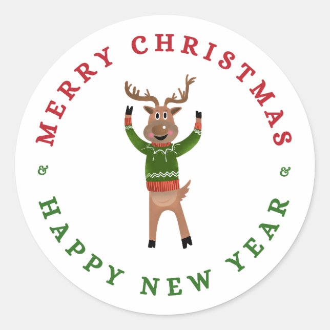 Adesivo Feliz Natal, Reindeer Sticker (Frente)