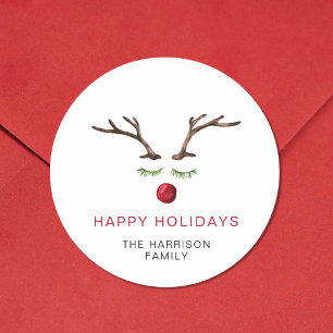 Adesivo Feliz Natal Reindeer Watercolor