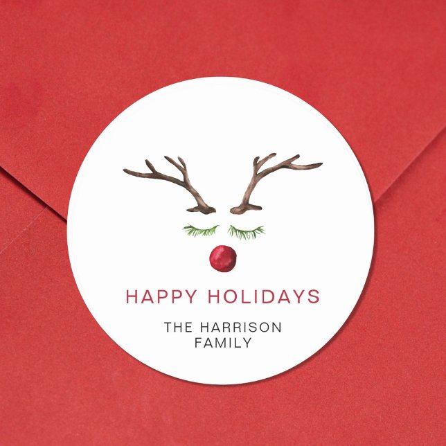 Adesivo Feliz Natal Reindeer Watercolor (Criador carregado)