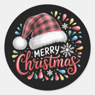 Adesivo Feliz Natal Rena Natal Família Plaid Vermelho