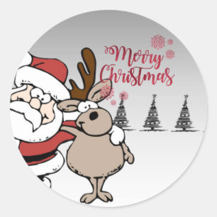 Adesivo Feliz Natal, Rena Santa Claus Fofa