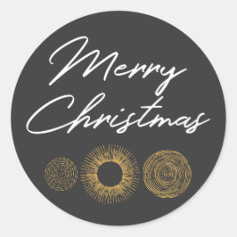 Adesivo Feliz Natal Retro Dourado Burst Sparkler Saudação