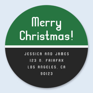 Adesivo Feliz Natal Retro-Moderno Endereço de Remetente Ve