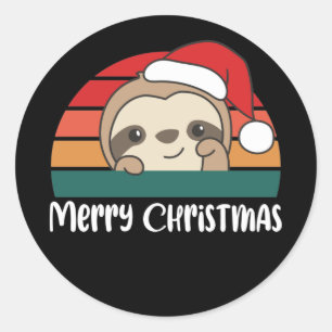 Adesivo Feliz Natal Retro Sloth Natal