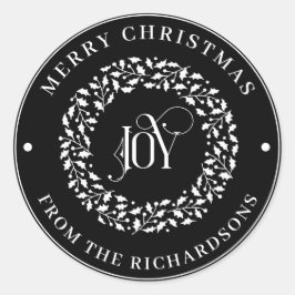 Adesivo Feliz Natal Ronda Branca Holly Wreath JOY