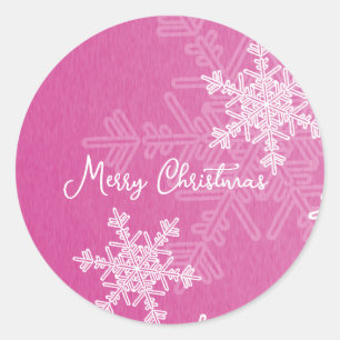 Adesivo Feliz Natal Rosa Branco Floco de Neve Minimalista