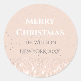 Adesivo Feliz Natal Rosa de Neve Glitter Clássica Confetti
