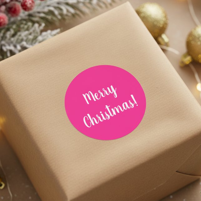 Adesivo Feliz Natal, Rosa Quente e Branco (Criador carregado)