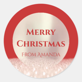 Adesivo Feliz Natal - Rosa Red Glitter Spark