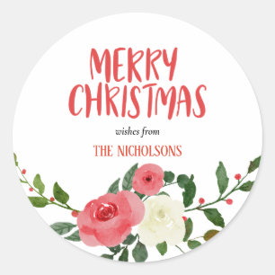 Adesivo Feliz Natal - Rosas vermelhas de Script Manuscrito