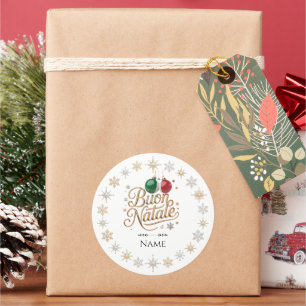 Adesivo Feliz Natal Rótulo Dourado de Natal Italiano
