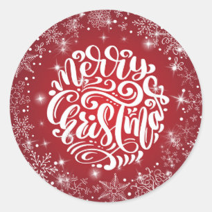 Adesivo Feliz Natal Round Snowflake Sparkle