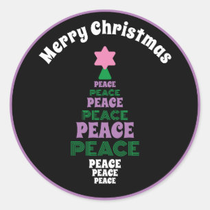 Adesivo Feliz Natal Roxo e Árvore de Paz Verde